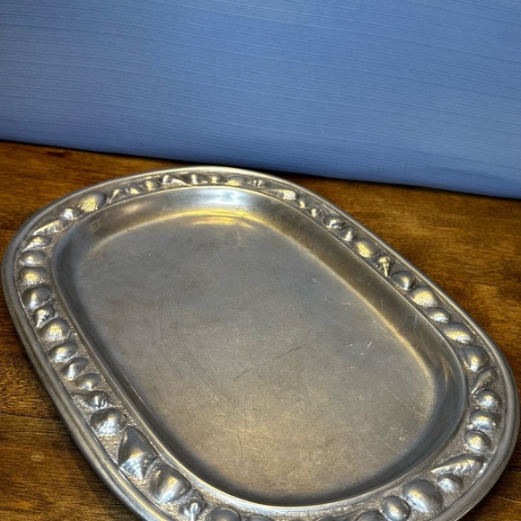 Wilton Armetale Shell Rim Pewter Large Oval Serving Tray Platter 18.5” X 10.75” - Picture 1 of 4
